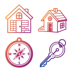 Compass and Key Icons for Navigation and Access.