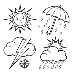 Cute Cartoon Weather Icons Collection.