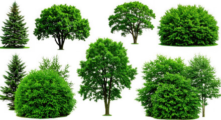 set of trees isolated on white