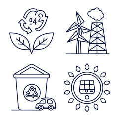 Ecofriendly energy and recycling icons.