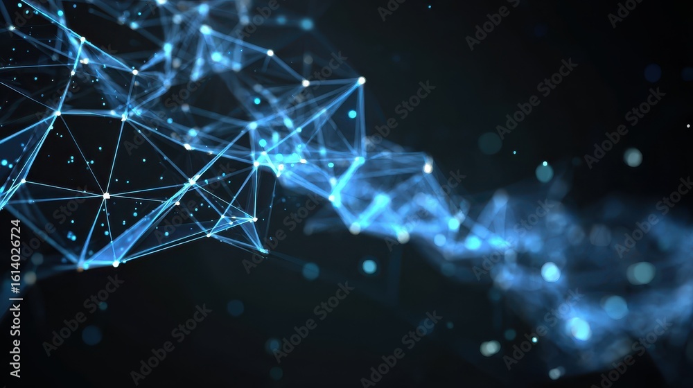 Poster blockchain technology futuristic hud background with blockchain polygon peer to peer network. global