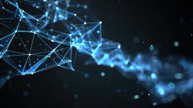 Blockchain technology futuristic hud background with blockchain polygon peer to peer network. Global cryptocurrency blockchain business banner concept., no logos, no brands