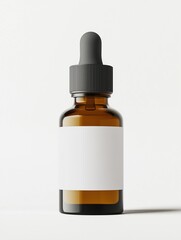 Amber Dropper Bottle Mockup on White Background