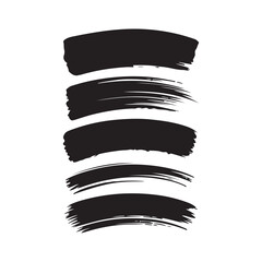 Collection of black brush strokes vector isolated on white background