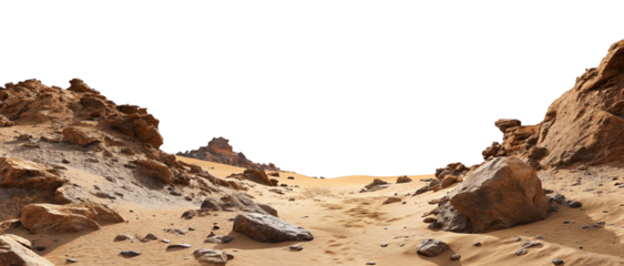 Dramatic desert canyon with rocks and sand under a clear sky landscape of natural wilderness