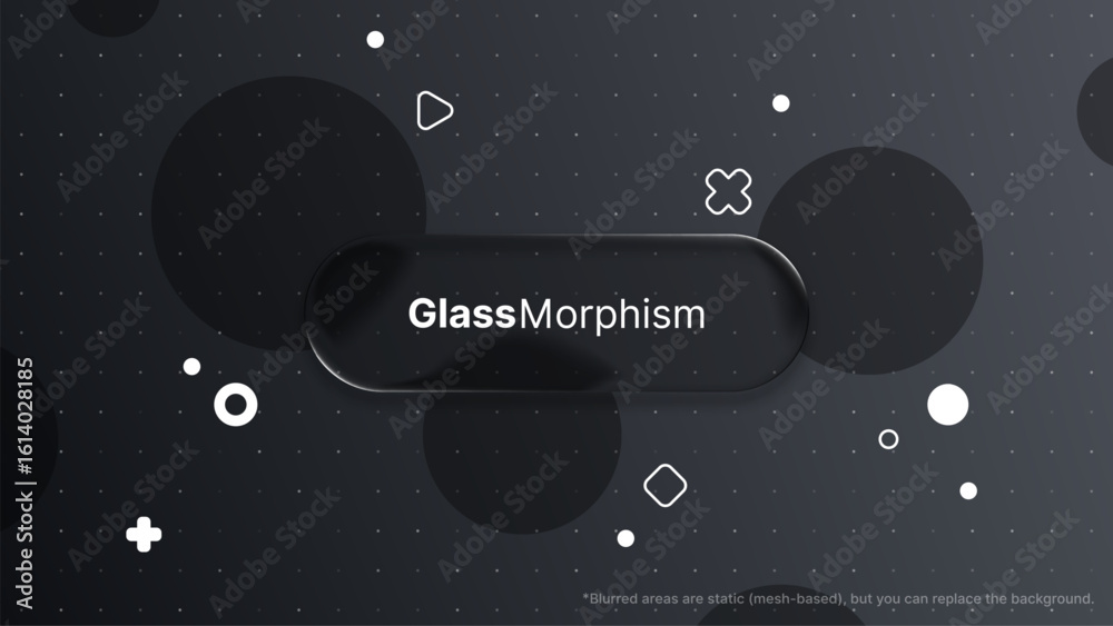 Poster glass morphism liquid effect on dark background. abstract futuristic vector blur sphere design. mode