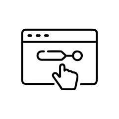 Website interface with hand clicking on slider control  
