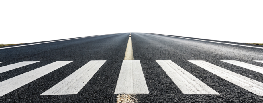 Empty highway road with white pedestrian crosswalk lines for transportation safety background