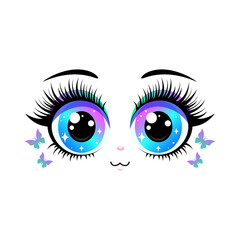 Adorable doll eyes with long eyelashes