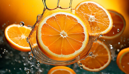 floating orange slices reveal juicy fruit in vibrant background for refreshing snack ideas