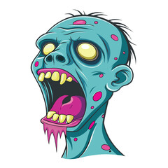 Zombie Head Screaming Cartoon