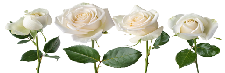 Elegant white roses with lush green leaves for serene decoration and floral arrangement ideas