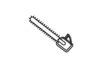 Simple Chainsaw Illustration Featuring a Black Outline on a White Background in Silhouette Style silhouette