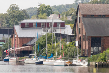 Sailboats at dock, Rondout Creek, Kingston, NY