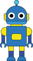 robot toy blue and yellow vector illustration on transparent background