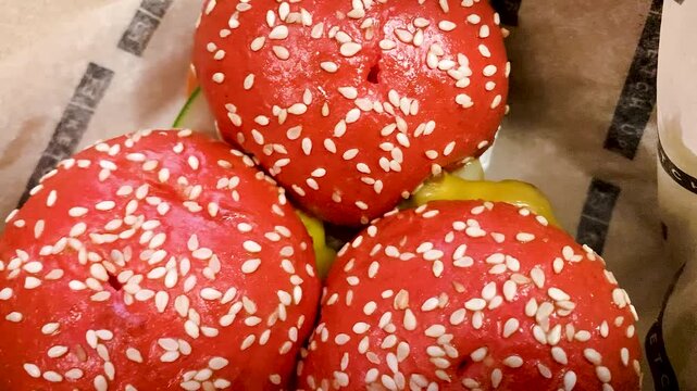 Three Sesame Burgers Delivery burgers Fast Food with Sesame Wraps