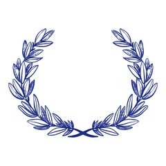 laurel wreath olive leaf wreath illustration decorative sketch, vintage style, hand drawn on transparent background.