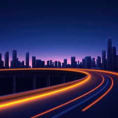Fototapeta premium Urban Skyline at Dusk with Dynamic Traffic Lights