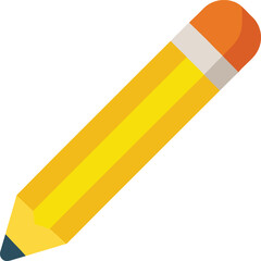 yellow pencil with eraser vector illustration on transparent background