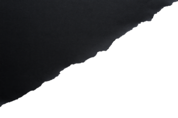 Black paper with a torn edge, isolated on a transparent background in PNG format.