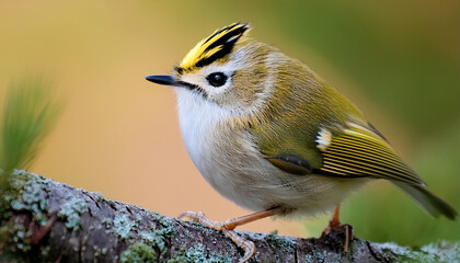 a close up view of a goldcrest bird beautiful simple ai generated image