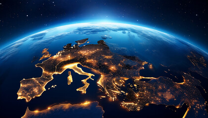 the illuminated view of earth showcasing vibrant night lights across continents