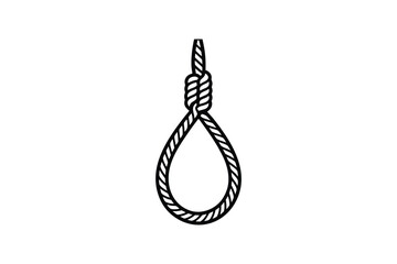 Hanging Noose Illustration in Black and White Silhouette Style Symbolic of Despair Suicide and Dark Themes