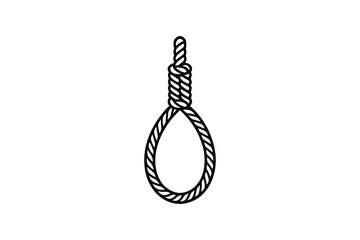 Hanging Noose Illustration in Black and White Silhouette Style