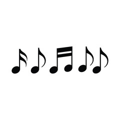 Black musical notes on white background vector
