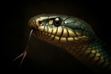 Close-Up of Snake's Head with Forked Tongue