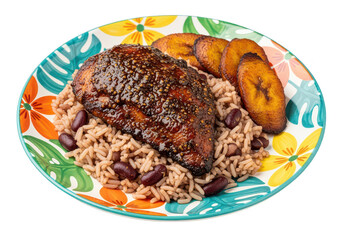 Jamaican Jerk Chicken with Rice and Peas & Fried Plantain
