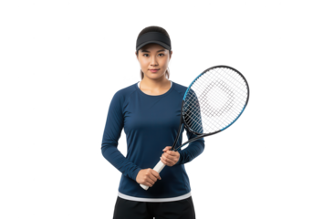 Tennis Player Ready to Serve on White