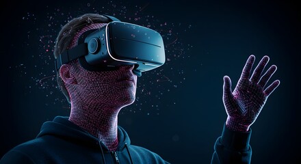 Immersive Virtual Reality Experience: A Man Exploring the Metaverse
