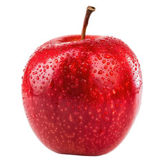 Single, vibrant red apple, glistening with water droplets (16)