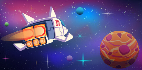 Vibrant Spaceship Journeying Through Cosmic Space