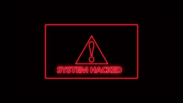 System hack security breach computer hacking warning message hacked alert blackmailing virus countdown until deletion.