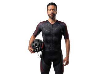 Triathlete Holding Helmet, Ready for Race