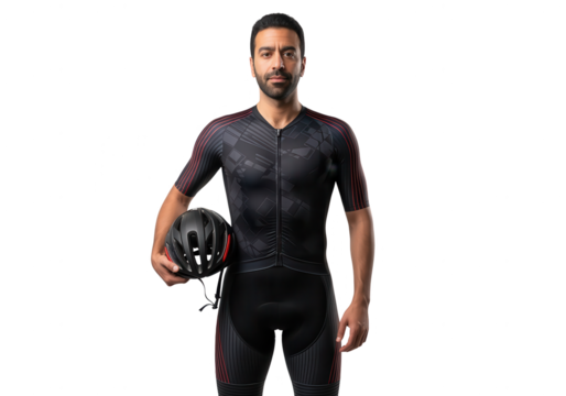 Triathlete Holding Helmet, Ready for Race