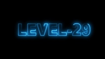 Neon level -29 animation. Level 29 neon text. Neon level up sign. - Powered by Adobe