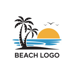 Modern and minimalist vector and abstract logo Unique beach travel logo