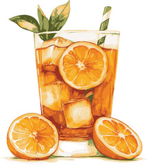 glass of orange juice with lemon