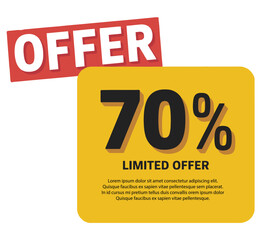 Fototapeta premium Offer 70% Limited Discount, Yellow Red Modern Sale Badge Vector Design