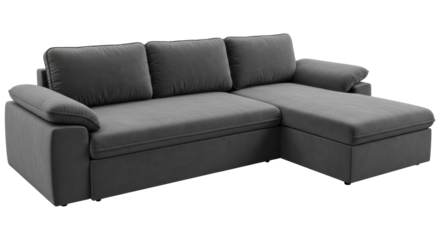Isolated Grey Corner Sofa with Pillows