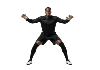 Professional Soccer Goalkeeper in Action, Isolated on White