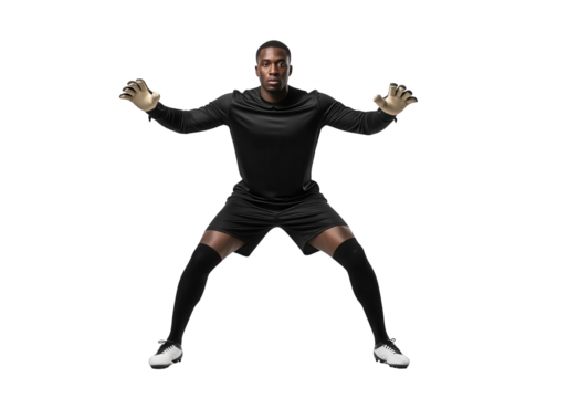 Professional Soccer Goalkeeper in Action, Isolated on White