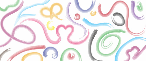 Vibrant Hand Drawn Brush Stroke Curves and Swirls Abstract Vector Illustration