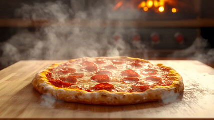 Ultra HD Spinning pepperoni pizza photo hot Pizza ready to be devoured image steaming hot pizza image hot pepperoni pizza picture a close up photo of a hot Pizza