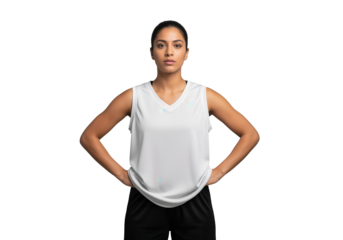 Confident Female Basketball Player Isolated on White