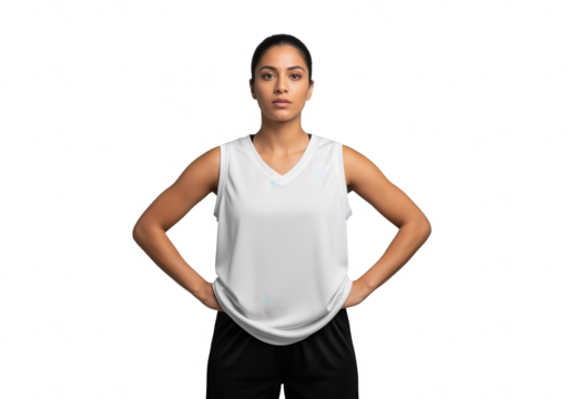 Confident Female Basketball Player Isolated on White