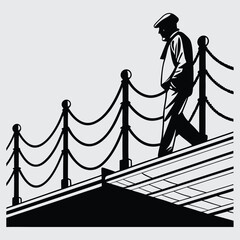  Silhouette of Bird on Railing Beside Lighthouse Tower – Nautical Coastline Vector Illustration